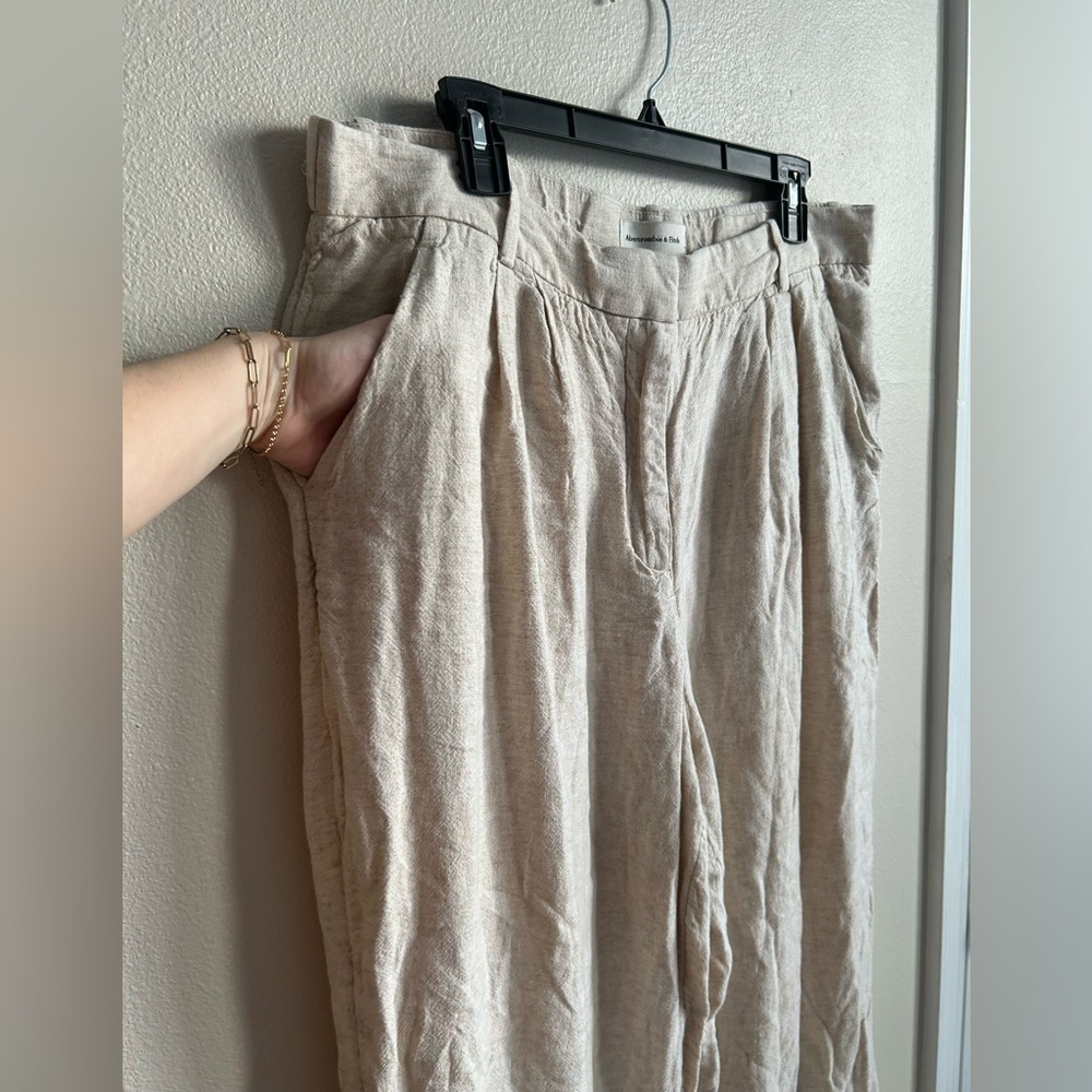 Abercrombie & Fitch Curve Love Tailored Linen-Blend Wide Leg Pant Size 33 / 16 - Picture 8 of 13